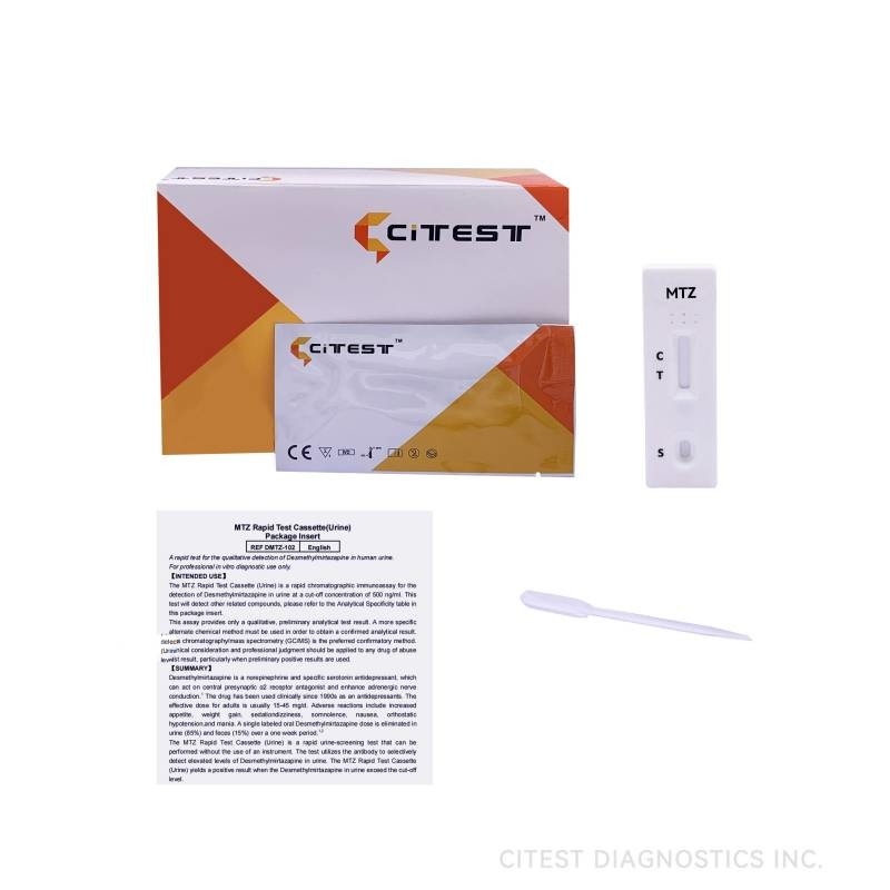 Mirtazapine Rapid Test Cassette, Detection of Desmethylmirtazapine in human urine